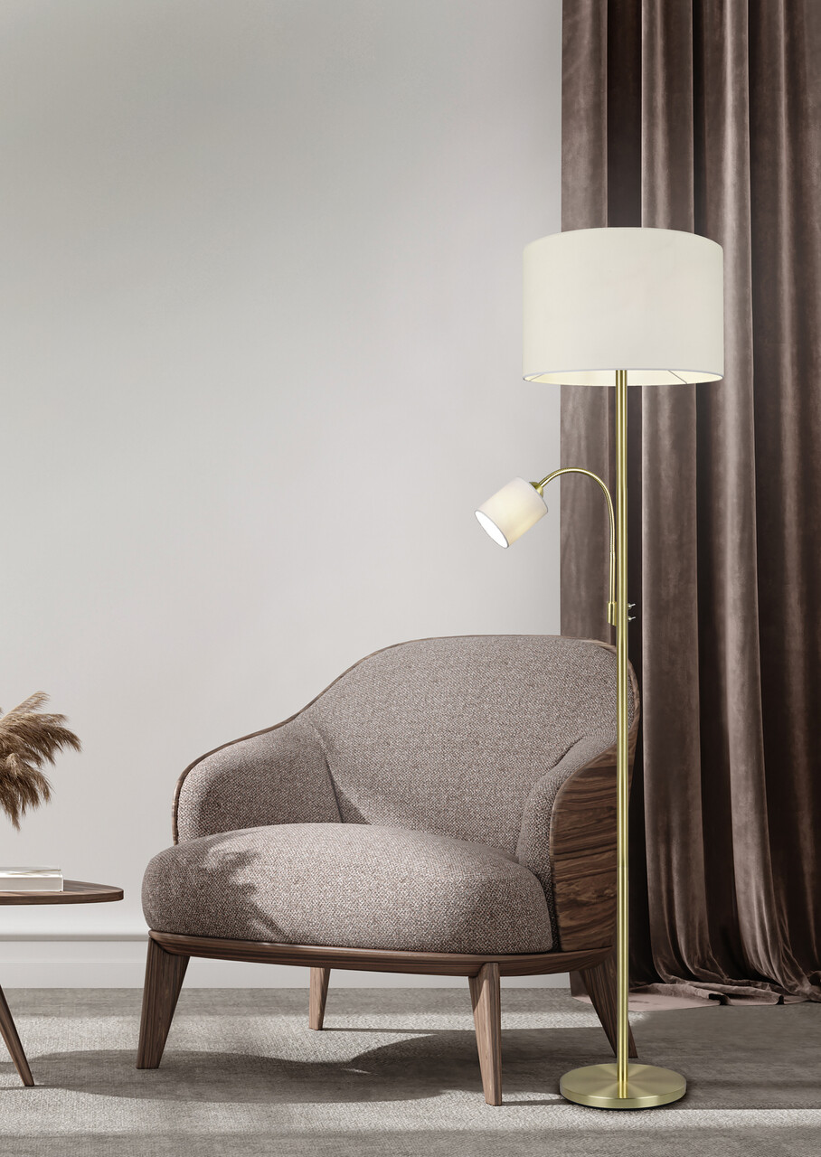 Lampadar Hotel, TRIO, 40x170 cm, 60W, 1x E27, metal/textil, auriu/alb - imagine 7